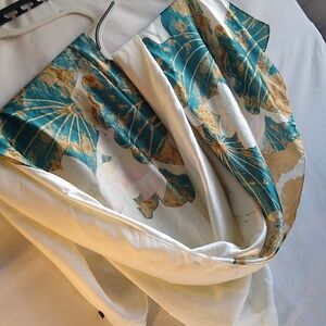 3/$21 huge scarf cream teal gold